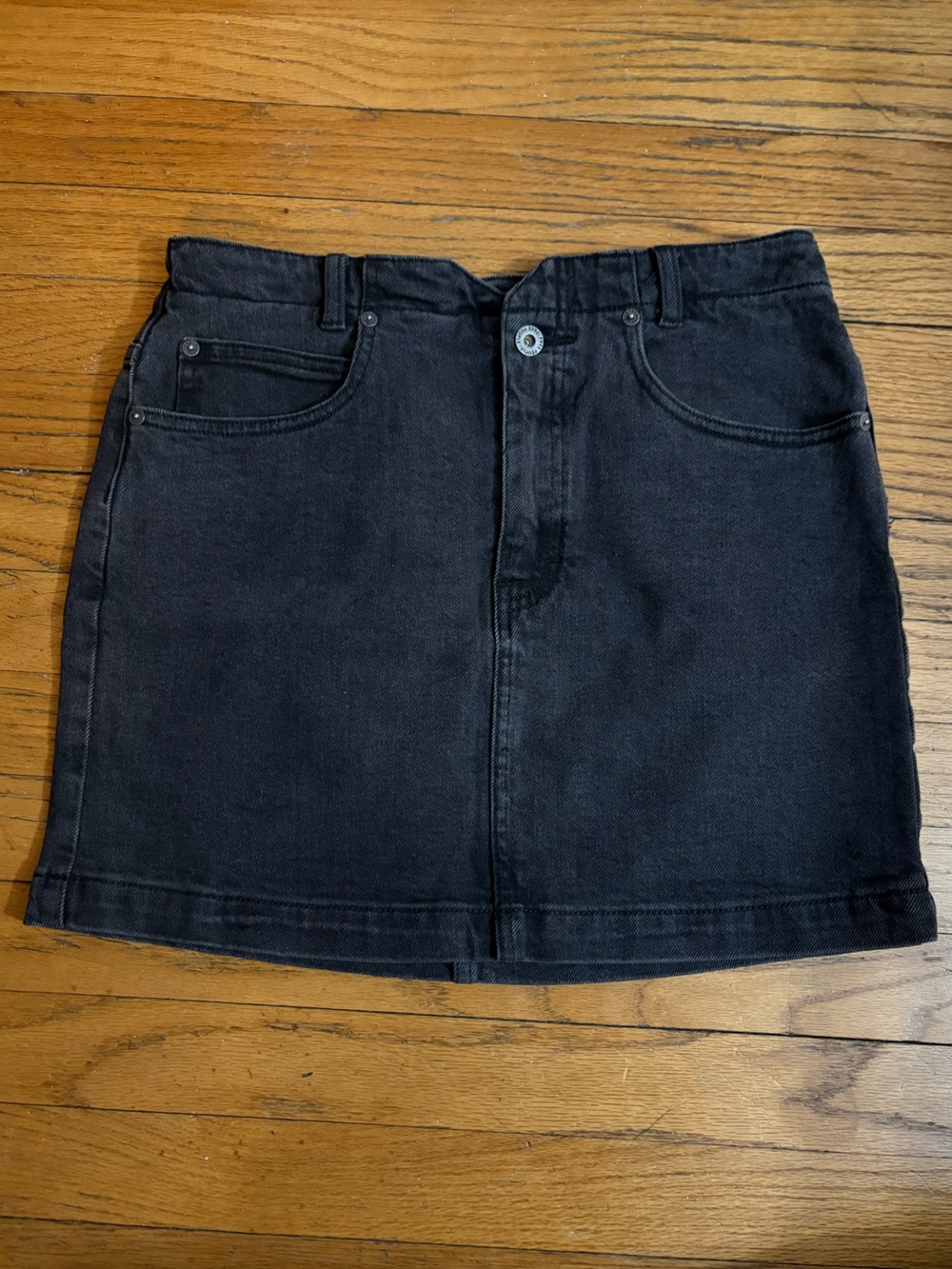 We The Free Black Denim Mini Skirt